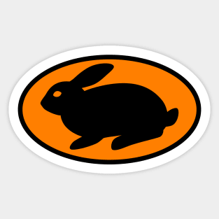 black print rabbit orange Sticker